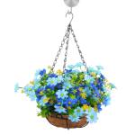 Künstliche Hängende Blumen Für Den Außenbereich – Hängende Blumenkörbe Für Draußen, Hängender Gänseblümchenkorb-Blumentopf | Künstlicher Hängender Blumenkorb Für Zu
