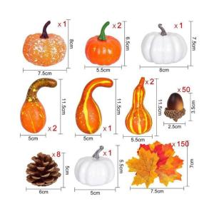 Künstliche Kürbisse Set Halloween Kürbis Deko Fälschung Künstliche Schaumstoff-Kürbis Samt-Kürbisse Jute-Kürbisse Simulation Eichel Lebensechter Herbst Kürbis Deko für Pa