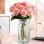 Kunstblumen Künstliche Blumen mit Glasvase Kunstseidenrose Gefälschte Pflanzen in Töpfen, Simulationsblumen-Tischdekorationszubehör für jeden Anlass