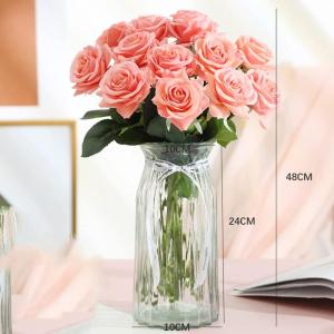 Kunstblumen Künstliche Blumen mit Glasvase Kunstseidenrose Gefälschte Pflanzen in Töpfen, Simulationsblumen-Tischdekorationszubehör für jeden Anlass