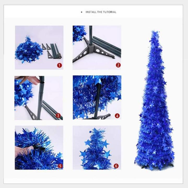 Lametta-pop-up-Weihnachtsbaum, einfach zu montierender, zusammenklappbarer künstlicher Bleistift-Weihnachtsbaum mit glänzenden Pailletten für die heimdekoration – silbriger 4.