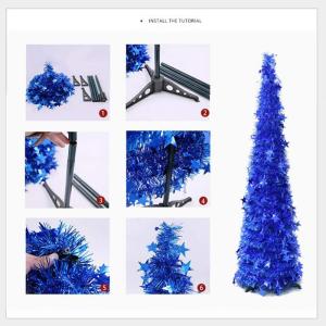 Lametta-pop-up-Weihnachtsbaum, einfach zu montierender, zusammenklappbarer künstlicher Bleistift-Weihnachtsbaum mit glänzenden Pailletten für die heimdekoration – silbriger 4.