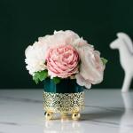 Kunstblumen Künstliche Blumen mit Vase, künstliche Blumen im Keramiktopf, Simulationsblume, Tischdekoration, Zubehör, künstliche Pflanze für jeden Anlass