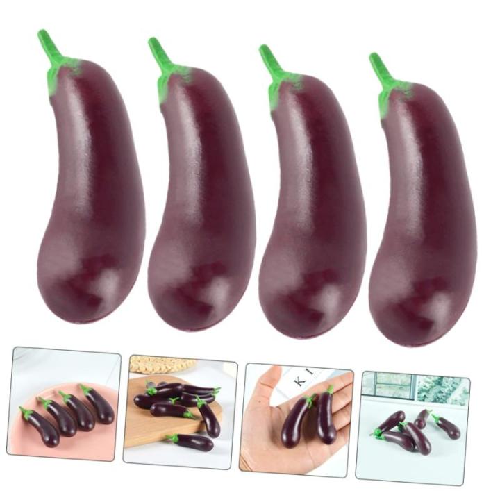 5 Sätze Simulation Aubergine Dekorative Mini-hausdekoration Interessantes Miniaturspielzeug Kdis-Spielzeug Zarte Miniatur-aubergine Kinderspielzeug Mini-Essen PVC 4 Stück * 5