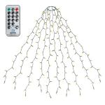 1,5 m kerstboomverlichting met ring en 10 slingers, 250 led-overgooien, lichtketting met afstandsbediening, waterdichte lichtketting voor kerstboom van 90 cm tot 150 cm dennenboom,