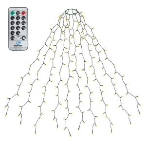 1,5 m kerstboomverlichting met ring en 10 slingers, 250 led-overgooien, lichtketting met afstandsbediening, waterdichte lichtketting voor kerstboom van 90 cm tot 150 cm dennenboom,