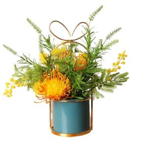Kunstblumen Künstliche Blumen mit Topf, tragbare Blumenarrangements Kunstpflanze für Zuhause, Hochzeit, Party, Büro, Herzstück, Dekoration für jeden Anlass