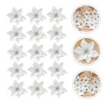 15St Weihnachtsblume Hohle Weihnachtssternblume Künstliche Blumen des Weihnachtssterns künstliche blüten Artificial Simulationsblume Weihnachtsbaumblume Plastik Silver