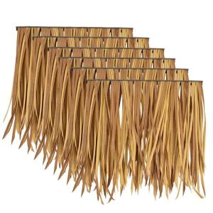 6 STÜCKE Palmenstroh Aus Kunststoff, 50 X 50 cm Mexikanische Palmenstrohrolle Tiki Hut Bar Dachstrohdekoration, (Color : Yellow-3)