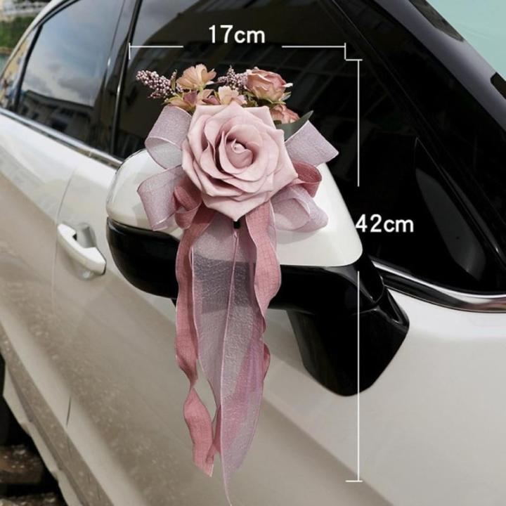 6 Stücke Simulation Blume Form Auto Dekoration für Hochzeit Festivers Party Supplies