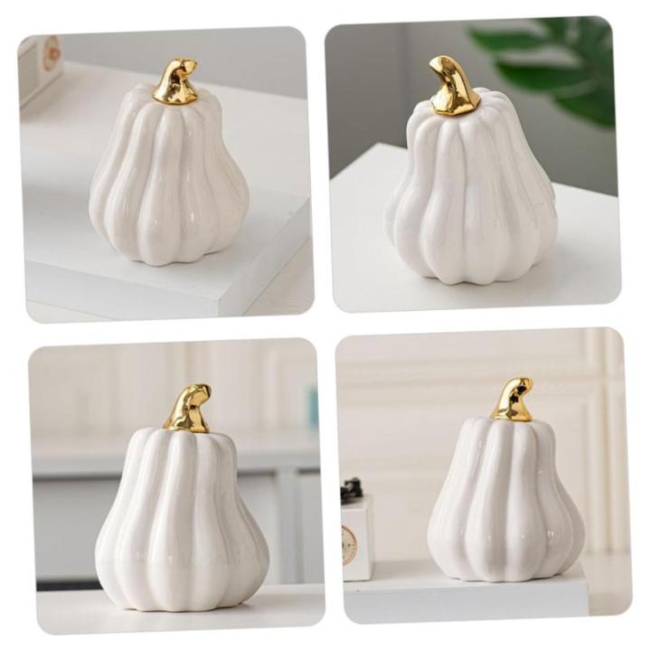 Nordic Keramische Pompoen Oogsten Herfst Pompoen Figuren Kunstmatige Groente Realistische Pompoen Herfst Figuur Pompoen Decoratie Sculptuur Halloween Wit
