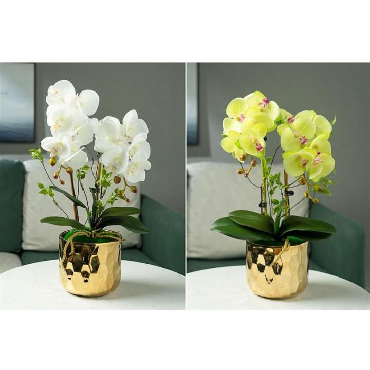 Kunstblumen Künstliches Blumen-Set, goldene Keramikvase mit künstlicher Schmetterlings-Orchidee, Arrangements für den Esstisch für Hochzeitsfeiern für jeden Anlass