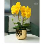 Kunstblumen Gefälschte Orchideenblumen in vergoldeter Keramikvase, künstliche Pflanzen, Bonsai-Seidenblumen für Zuhause, Büro, Balkondekoration für jeden Anlass