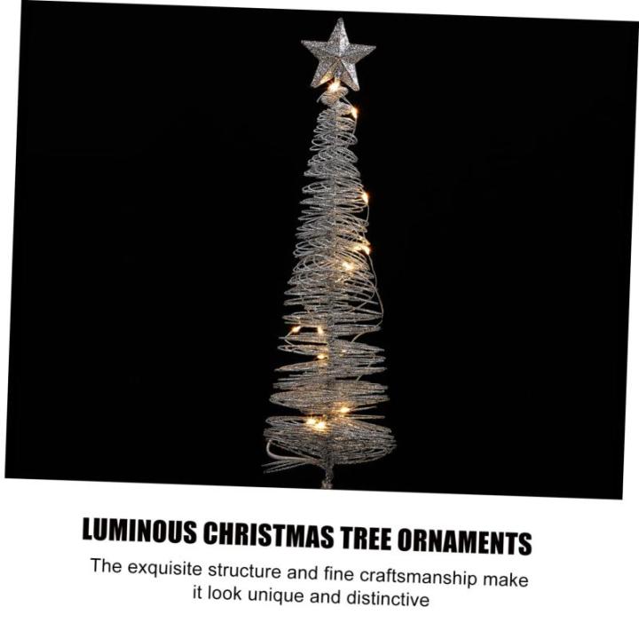 1stk Leuchtender Weihnachtsbaum Mikrolandschaft Krippendekor Led-Mini-Weihnachtsbaum Weihnachtsbaum-Desktop-Ornament Künstlicher Mini-Weihnachtsbaum Schmiedeeisen Silver