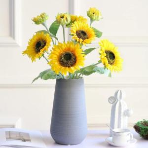 Kunstblumen Künstliche Blumen und Topfset, künstliche Sonnenblumen aus Seide mit Stielen für Blumenarrangements, Hochzeitssträuße, Tischdekoration für jeden Anlass