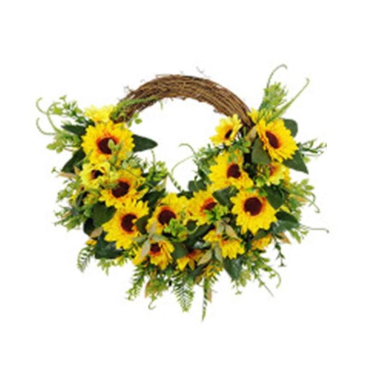 Frühling Sommer Sonnenblumen Rose Kranz Handgemachte Künstliche Girlande für Front Tür Wand Hochzeit Party Decor