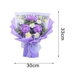 Kant-en-klare gehaakte bloemen boeket met licht handgemaakt gebreid kunstboeket. Kant-en-klaar gebreid bloemenboeket voor bruiloft, paars