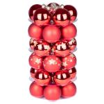 Inge Glazen , mooie van glas, 30 ballen in doos, kerstboomversiering, kerstboomballen (Merry Red Stars, rood)