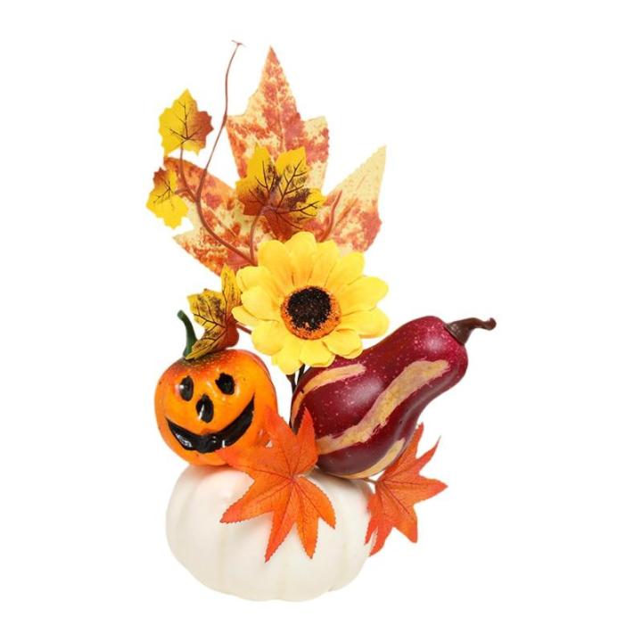 Halloween-Kürbisse, Ahornblätter, Ornament, Herbsternte, Dekor, neuartiges dekoratives Handwerk, Esstisch-Mittelstück für Geschäft und Büro, Style C