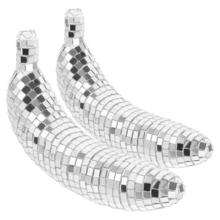 10 STK Disco-Banane Hängende Discokugel Reflektierendes Disco-Ornament Bühnenbeleuchtungskugel Bananenverzierung Gefälschte Banane Reflektierende Discokugel Desktop-Dekoration G