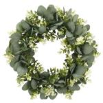 Künstlicher Eukalyptuskranz für Haustür, Herbstkranz Grüne Blattkranzgirlande für Fenster Hochzeit Home Veranda - 40 cm