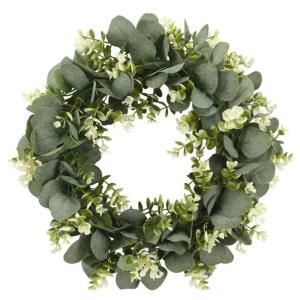 Künstlicher Eukalyptuskranz für Haustür, Herbstkranz Grüne Blattkranzgirlande für Fenster Hochzeit Home Veranda - 40 cm