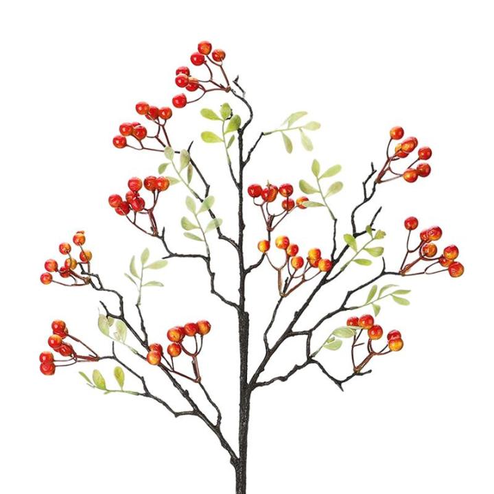 4 Stück künstliche Beerenzweige mit langem Stiel, 60 cm orangefarbene Beerenstiele, künstlicher Beerenstrauß für Tischdekoration, Vase, Zuhause, Weihnachtsdekoration, 27.5 Inc