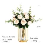 Kunstblumen Künstliche Blumen mit Vase, Tischpflanzen, Kunstseidenrose, künstliche Pflanzen, Arrangement, Innendekoration, Leichter Luxus für jeden Anlass