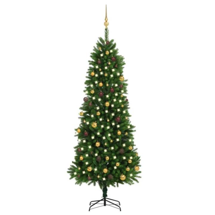 Künstlicher Weihnachtsbaum mit Beleuchtung Kugeln Tannenbaum Christbaum Tanne Unecht Weihnachtsdeko 240 cm Grün