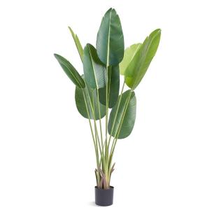 Kunstplant, kunstboom, kunstplant, decoratieve bananenplant in zwarte pot, groot en zeer realistisch, groen (150 cm)