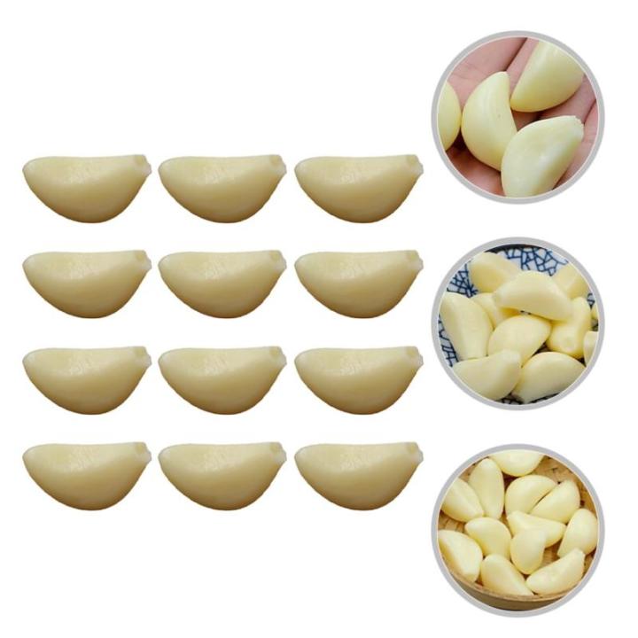 3 Sätze Simulierter Knoblauch Küchendekoartikel Simulierte Knoblauchzehen Nachgemachte Knoblauchflocken-Requisiten Simulation Gemüsedekor Gemüse-Foto-Requisite PVC 12 Stück * 