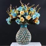 Kunstblumen Künstliche Blumen mit Topf, künstliche Seidenrose mit Harzvase für Heimbüro-Dekoration, Tischdekoration, Badezimmer-Ornamente für jeden Anlass