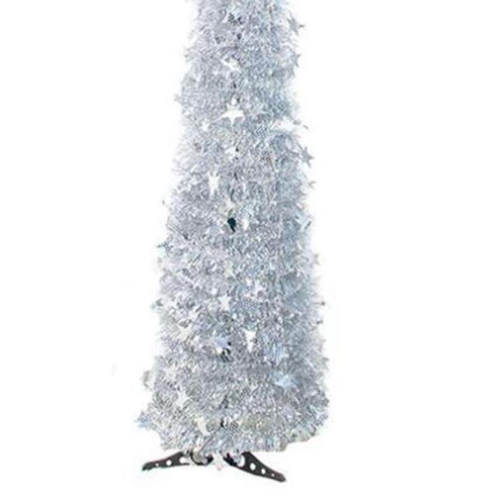 Weihnachtsbaum, PVC-Stern-Glitzer, Festliche, Faltbare Weihnachtsbaum-Figur, Dekoration für Zuhause, Hotel (Silver)