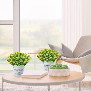 Kunstplanten Decoratieve Bloemen, voor Buiten Binnen Kunstplanten in Potten, Ambachten voor Huisdecoratie, Kamerdecoratie, Kantoor, Keuken, Tuin (Geel)