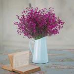 4 stuks kunstbloemen, paars, kunstbloemen, decoratie, plastic bloemen, kunstbloemen, voor balkon, tuin, binnen, buiten, lente, pot, vaas, decoratie