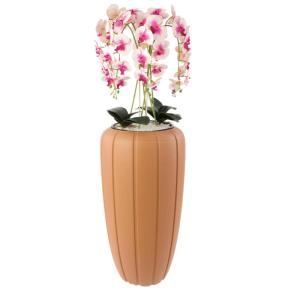 Kunstorchidee cascade boeket crèmerosa in pot, terracotta, 125 cm hoog, met rubber beklede bloemen, 5 scheuten, decoratie voor thuiskantoor