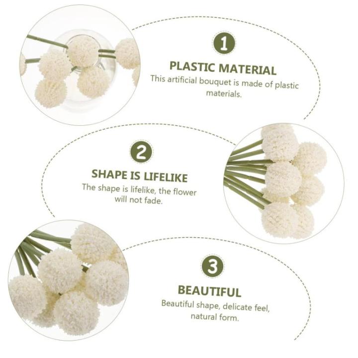 1Stk Simulierte Kugelchrysantheme Blumendekor selber Machen Hochzeitssträuße Layout- künstliche Blumen künstliche blüten schmücken Blumenarrangement Strauß Plastik Weiß