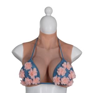 Siliconen borstplaat, siliconen, met C-cup, realistische snit, realistische kunstborsten, zachte siliconen voor mannen en vrouwen, transgenre borstvergroting, 1 bruin