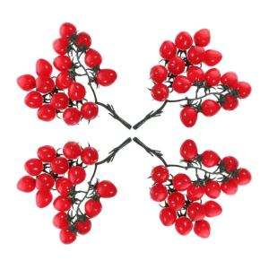 16 STK Simulierte Kirschtomaten künstliches Gemüse Tomaten Hausbedarf Obst-Requisite Künstliche Tomaten Dekorative Tomaten Kirschtomaten-Modell Cherry-Tomaten-Dekor PVC rot