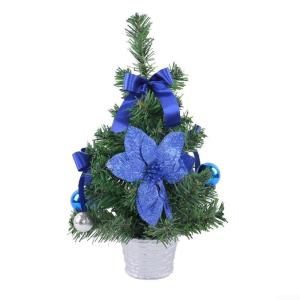 Mini-Weihnachtsbaum-Topf-Dekoration, die perfekte festliche Dekoration für jeden Raum, Mini-Weihnachtsbaum mit LED-Lichtern, für Zuhause, Tisch und Wohnzimmer (blau)