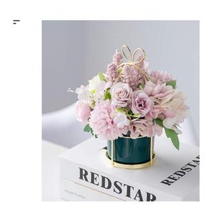 Kunstblumen Künstliche Blumen, Ornamente, Topfblumen, Arrangement, Heimdekoration, mit grünem Keramik-Blumentopf für jeden Anlass