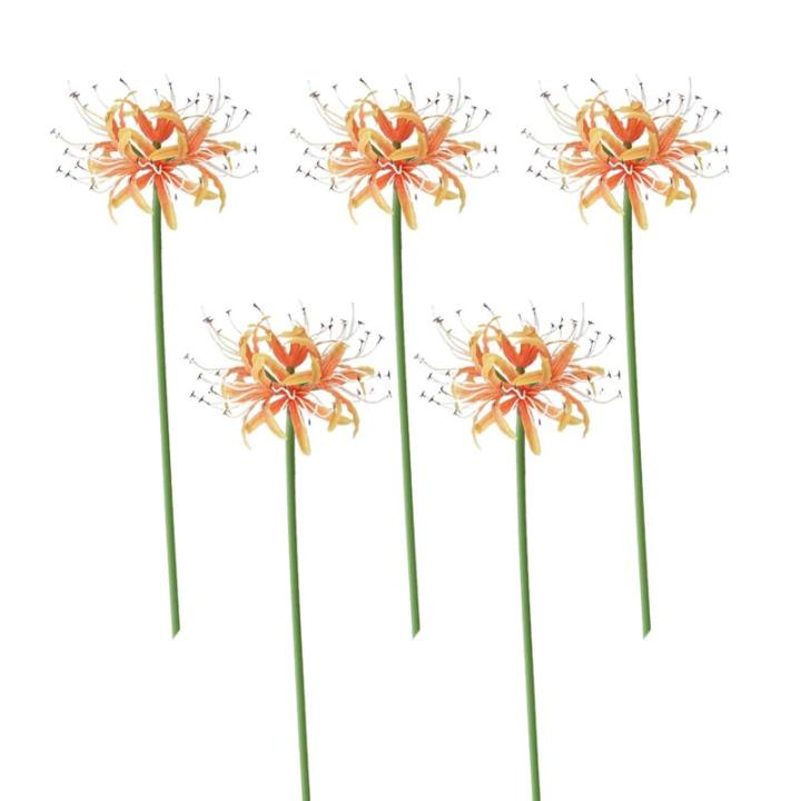 Künstliche Spinnenlilien-Blumen, 5 Stiele, 66,9 cm, Lycoris Radiata-Blumen, Lebensechte Lycoris Recoil Fake-Spinnenpflanze, Seidenblumenstrauß-Dekor für Zuhause (A)