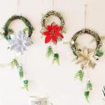 12 stuks kerstdecoratie, kunstbloemen voor Kerstmis, kerstster, kunstdecoratie, bloemen, fonkelende kerstster, bloemen, glitter, kerstboomdecoratie (goud)