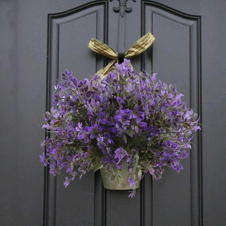 2pcs Künstliche Pflanzen Lila Kunstblumen Ahornblatt Plastikblumen Lila Künstliche Dekopflaznen Sträucher Unechte Pflanzen für Tischdeko Balkon Draußen Fensterbank Dekoration