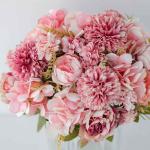 Künstliche Blumen,Unechte Blumen Deko Künstlich Pfingstrose Seide Hortensien Dekoration Plastik Blumenarrangements Hochzeit Blumenstrauß(Rouge)