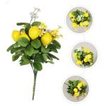 3st Zitronenstrauß Girlandenblatt Selber Machen Künstliche Zitronen Künstliche Bonsai-Pflanze Dekorativer Zitronenzweig Grüne Girlande Künstlicher Pflanzenstamm Schaum Yellow