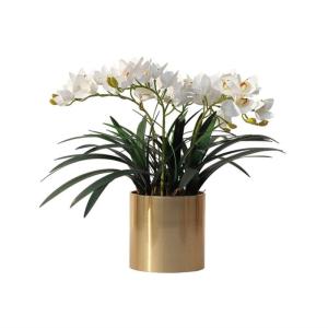 Kunstblumen Phalaenopsis-Blumenarrangement aus weißer Seide, künstliche Orchideenpflanze im Topf für Büro, Haus, Garten, Hochzeit, Tischdekoration für jeden Anlass