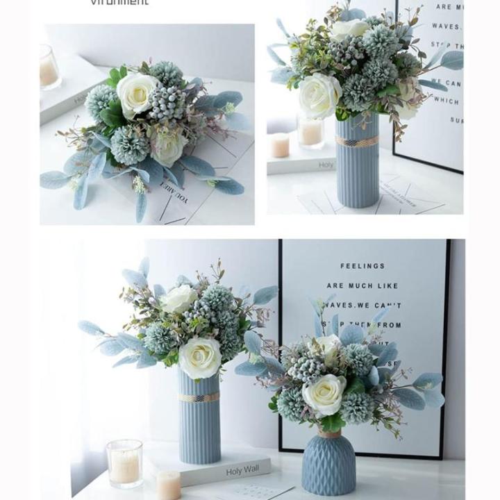 Kunstblumen Künstliche Blumen in Keramikvase, Florale Ornamente Arrangements Wohnzimmertisch Blumendekoration Kunstblumen für jeden Anlass