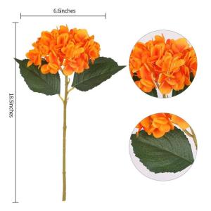 6 stuks zijden hortensia kunstbloemen realistische hortensia bloemen boeket voor bruiloften party kantoor thuisdecoratie (oranje)
