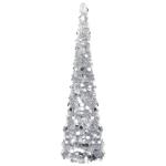 Künstlicher Pop-Up-Weihnachtsbaum Künstlicher Weihnachtsbaum Christbaum Tannenbaum Kunstbaum Weihnachten für Weihnachtsdeko Silber 150 cm PET